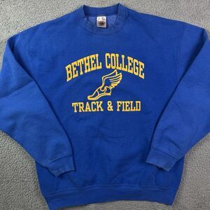 Vintage Bethel College Sweater Track & Field Sweatshirt 90s Crewneck Sz XL‎